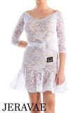 Victoria Blitz Lace Latin Dress with V-Neck, 3/4 Sleeves, and Wide Ribbon Belt Available in 6 Colors Pra749 in Stock