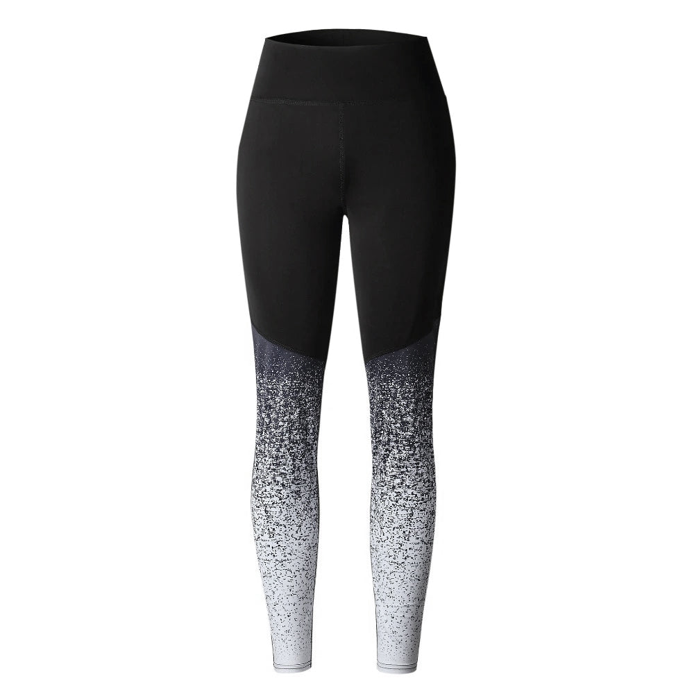 Ombre printed black and white women's leggings