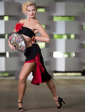 Senga Dancewear CARIOCA Double Sided Reversible Black/Red Asymmetrical Latin Practice Skirt Pra973 in Stock