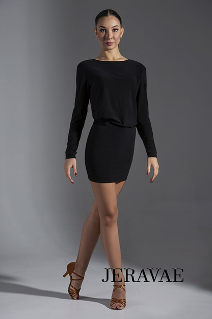 Short Latin/Club Dance Practice Dress with Long Sleeves Available in Black and Red PRA 571