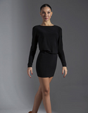 Short Latin/Club Dance Practice Dress with Long Sleeves Available in Black and Red Pra571
