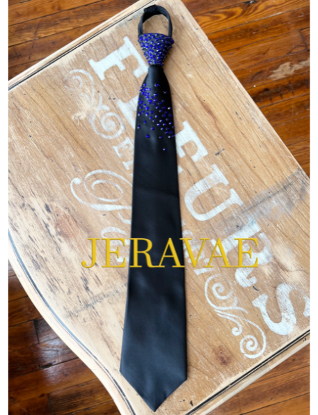 Black tie with blue stones