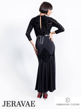 Chrisanne Clover LSK02 Long Black Ballroom Practice Skirt with Velvet Polka Dot Rhombus Pattern Pra931 in Stock