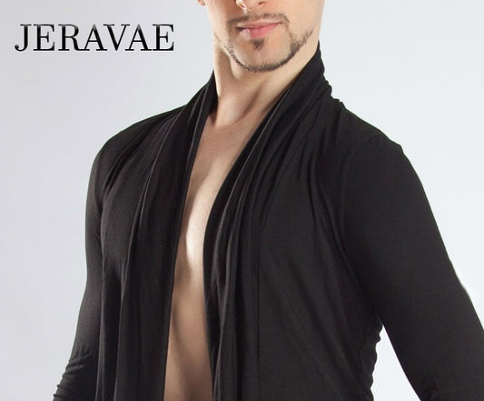 Black or Coffee Latin Long Sleeve Men's Open Top/Shirt with Folded Front Opening M017