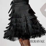 Multi Layer Black Fringe Latin Practice Skirt with Elastic Waistband Available in Sizes M-3XL Pra513 In Stock