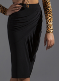 Cross Gather Latin Practice Skirt with Side Slit.  Available in Multiple Color Options Pra606