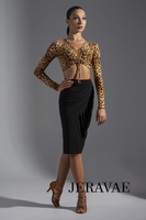 Cross Gather Latin Practice Skirt with Side Slit.  Available in Multiple Color Options Pra606