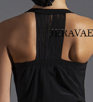Sleeveless Latin Practice Dress with Gathered Waist Detail and Fringe Sash. Knee-Length Skirt with Slit in Back Available in Multiple Colors Pra648
