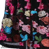 Black Ballroom Dress with Velvet Bodice, Dotted Mesh Sleeves and Illusion Neckline, and Colorful Lace Appliqué Flowers on Skirt Pra1002 in Stock