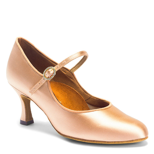 International Dance Shoes IDS ICS Classic Peach Satin Ladies Standard Ballroom Shoe in Stock