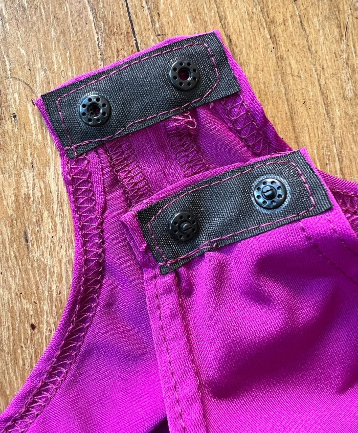 Women's Short Sleeve Neon Magenta Bodysuit Practice Top with V-Neckline PRA 920 in Stock