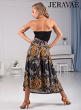 Senga Dancewear CHOREA Tea Length Midi Ballroom Practice Skirt with Oriental Pattern and Side Tie Detail Pra975 in Stock