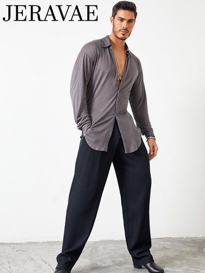 ZYM Dance Style Men's Black Wide Leg Latin or Ballroom Dance Pants with Pockets and Elastic Waistband MP9 in Stock