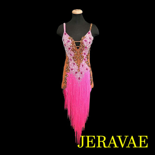 Pink and Brown Fringe Latin/Rhythm Dress LAT014 sz Large SOLD