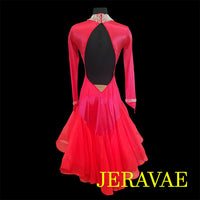 Red Latin/Rhythm dress with AB swarovski stones LAT023 sz Small
