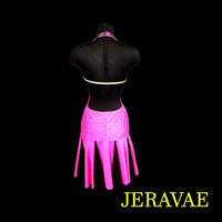 Pink and Black Latin Rhythm Dress with Lace detail and Swarovski Stones LAT029 sz Medium