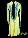 Bright Yellow and Blue Rhythm Dress with fringe LAT034 sz Medium