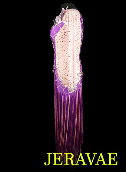 Light Pink and Purple Fringe Latin Rhythm Dress LAT043 sz Small/Medium