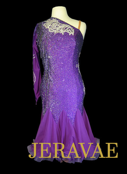 Dark Purple Rhythm Dress with Swarovski Stones Size Large LAT074 SOLD