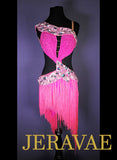 Resale Hot Neon Pink LeNique Fringe Latin/Rhythm Dress sz S/M LAT084