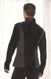 Men's Collared Snap Closure Ballroom Shirt with Velvet Burnout without Trunks MS22