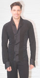 Men's Snap Closure Soft Collar Stripe Latin Shirt without Trunks MS29