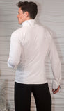 Men's Snap Closure Soft Collar Stripe Latin Shirt without Trunks MS29