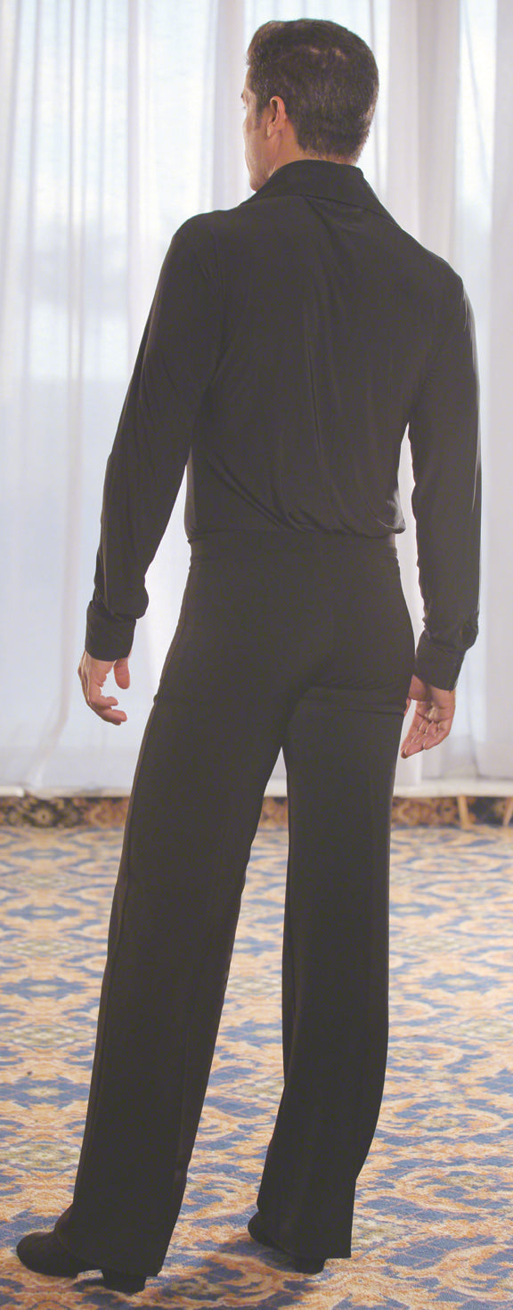 Men's Ballroom or Latin Simple Shirt with Zipper and Built-in Bodysuit/Trunks MS5