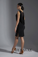 Sleeveless Latin Practice Dress with Mesh Back and Sash. Sleek Skirt Features Side Slit Pra576