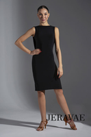 Sleeveless Latin Practice Dress with Mesh Back and Sash. Sleek Skirt Features Side Slit Pra576