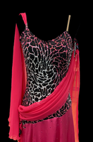 Hot Pink Standard Dress with Pink Ombre Zebra Print Top, Attached Floats, and Swarovski Stones Sz S/M Smo118