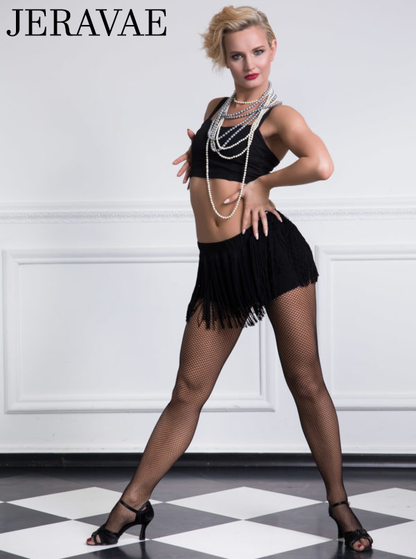 Senga Dancewear RASS Black Latin Practice Dance Shorts with Two Layers of Long Fringe PRA 961 in Stock