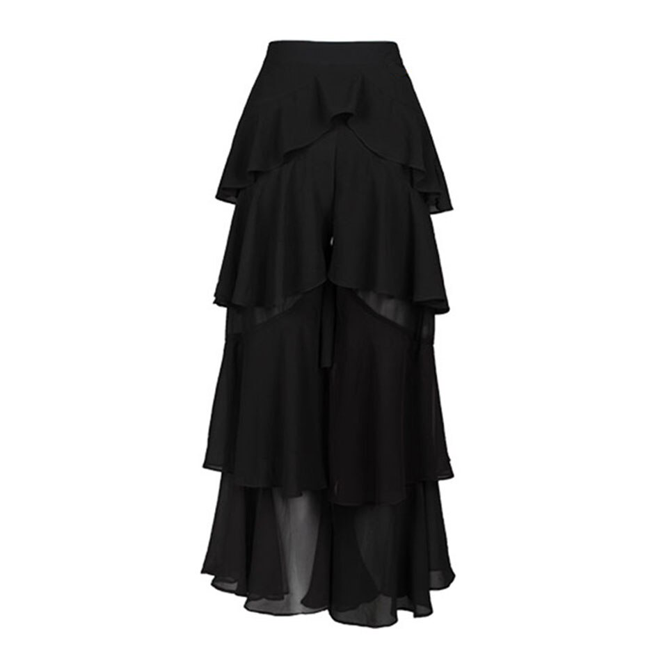 black dance pants with teired flowy ruffles