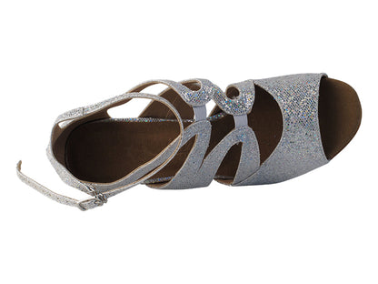 Very Fine SERA7039 Silver Scale Latin Dance Shoe with Open Toe and Thin 3" Heel