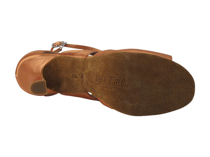 Very Fine SERA7039 Tan Satin Latin Dance Shoe with Open Toe and 2.5" or 3" Heel