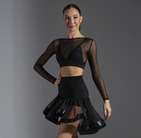 Long Sleeve Sheer Mesh Practice Crop Top for Ballroom, Smooth, Latin, or Rhythm. Bralet Not Included Pra578_in