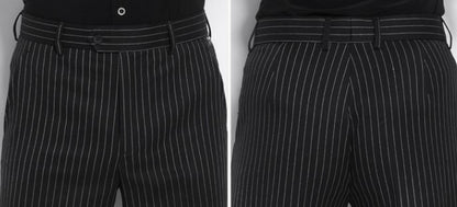 Men's Black Latin or American Smooth Dance Pants with White Pinstripe Available with or without Belt Loops MP5 in Stock