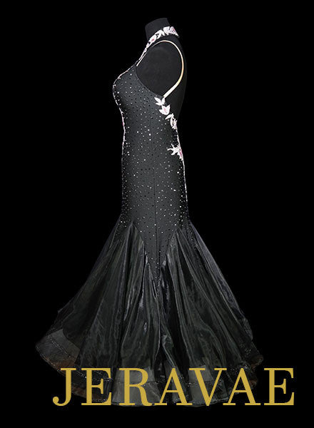 Stone black smooth ballroom dress with removable floats