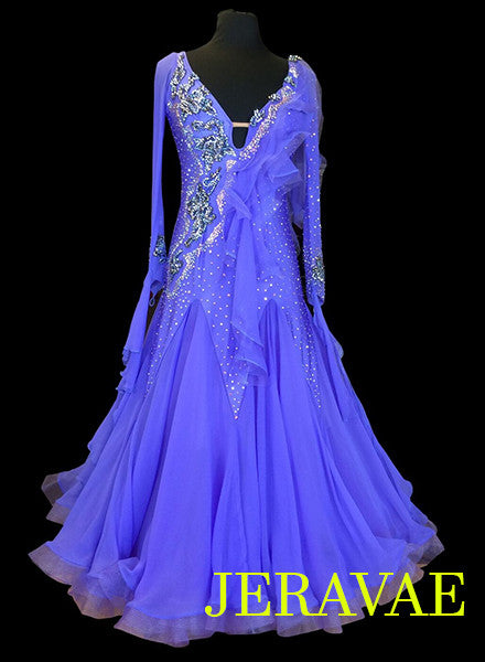 Stunning Violet Ballroom Dress with Detachable Floats and beautiful Swarovski Lace SMO039 sz Small/Medium SOLD