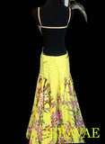 Yellow American Smooth Ballroom Dress with Floral Skirt and Feathers SMO040 sz Small SOLD