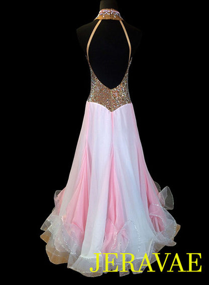 women's pink ballroom dance costume