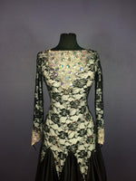 Black Lace Ballroom dress with satin and AB stone neckline Smo045
