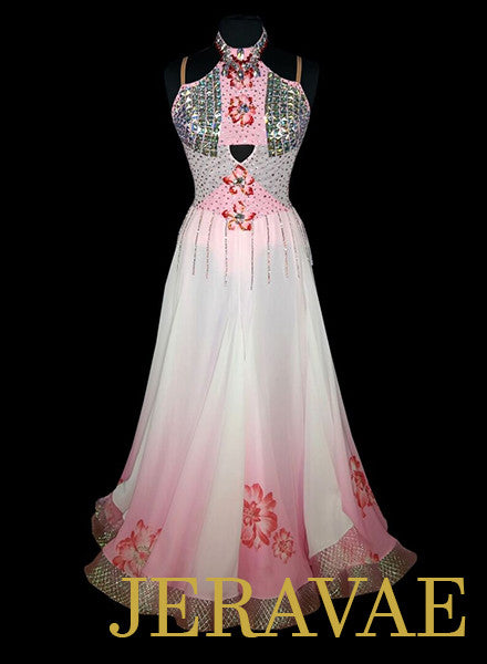 Pink Floral Ombre Ballroom Dress SMO049 sz Small/Medium