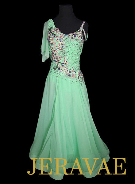 Light Green Ballroom Smooth Dress With Lace Applique and Swarovski Crystals SMO052 sz Small