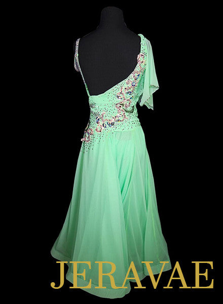 Light Green Ballroom Smooth Dress With Lace Applique and Swarovski Crystals SMO052 sz Small