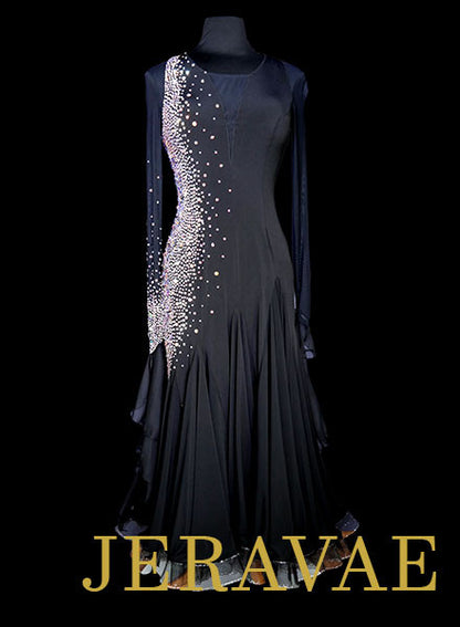 Black Diamond Ballroom Dress with optional floats and TONS of Swarovski Crystals SMO055 sz Large