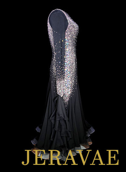 Black Diamond Ballroom Dress with optional floats and TONS of Swarovski Crystals SMO055 sz Large