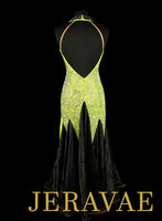 Tropical Lime Green and Black Smooth Ballroom Dress with Satin Skirt SMO059 sz Large