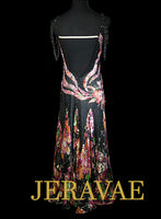 Black Smooth Dress with Floral Skirt and Colorful Lace Size Small/Medium SMO081