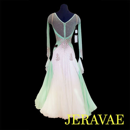 MINT GREEN AND WHITE STANDARD BALLROOM DRESS CHRISANNE RESALE SMO061 sold